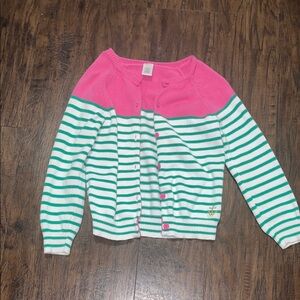 Gymboree Pink and Green Striped Cardigan